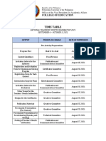 Time Table: College of Education