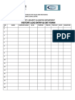 Visitor'S Log Entry & Exit Form: Safety, Security & Logistics Department