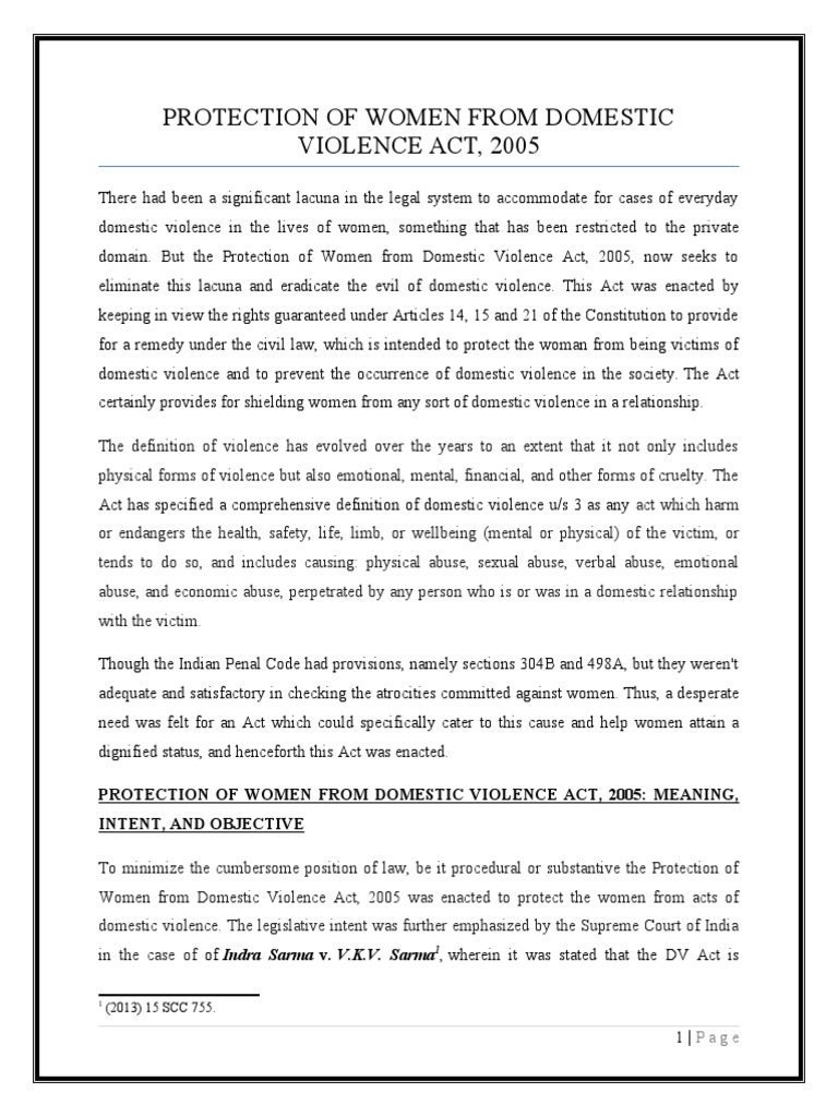 The Protection of Women From Domestic Violence Act, 2005 | Download ...