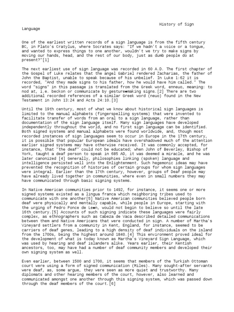 History of Sign Languages and More PDF Sign Language Human