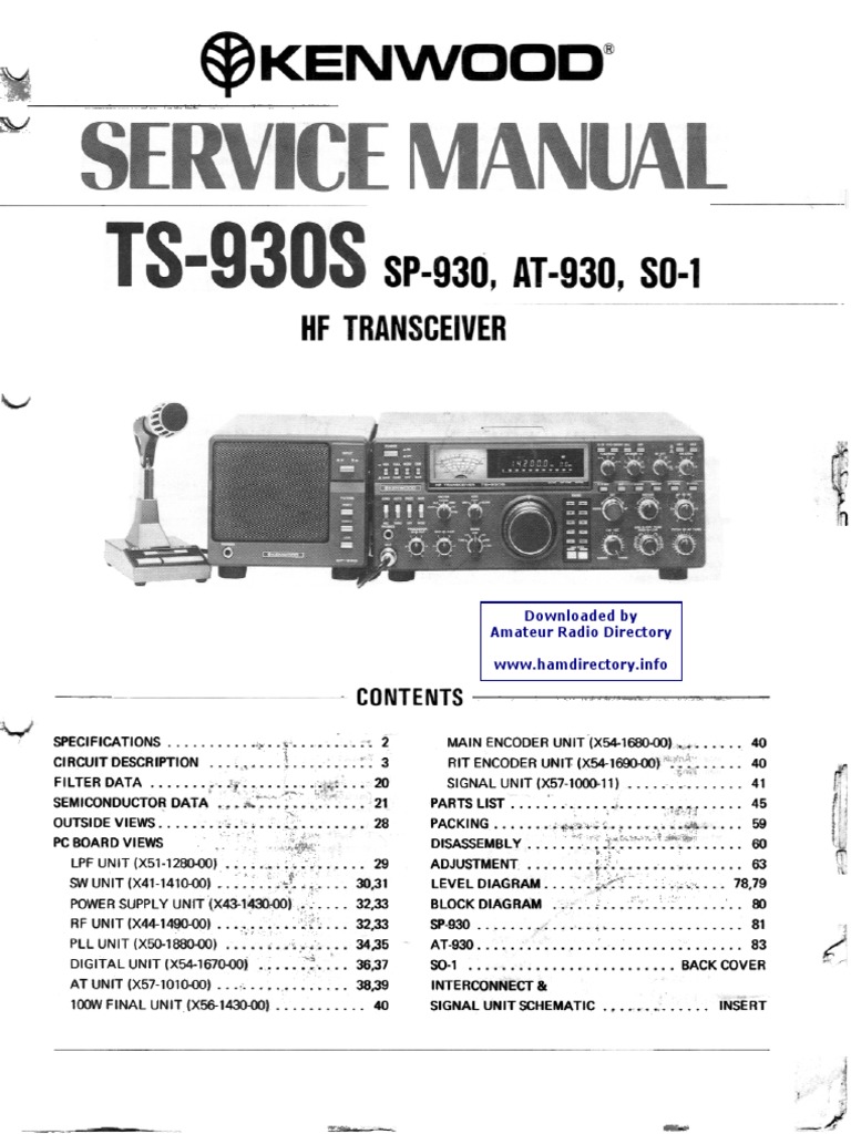 KenwoodTRIO TS930 HF Tranciever Service Manual PDF