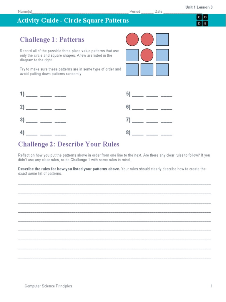 Circle Square Patterns Activity Guide | PDF