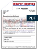 Test Booklet: Instructions For Candidates