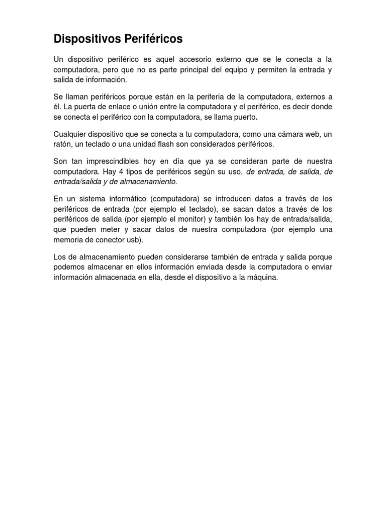 2.-Dispositivos Perifericos | PDF | Periférico | Hardware de la computadora
