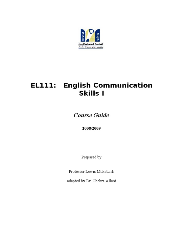 EL111 Course Guide | PDF | Adverb | Syntax