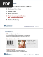 Introduction To Wireless Systems and Radar 2. Continuous Wave Radar 3. Impulse Radar 4. Radar Applications