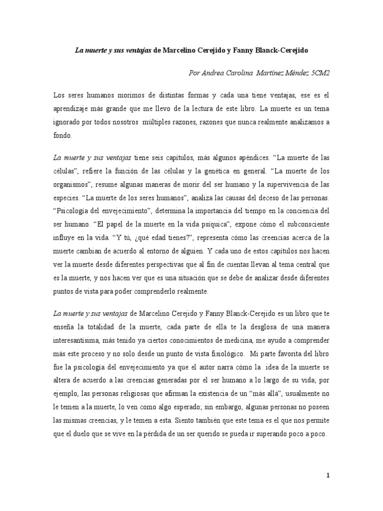 La Muerte y Sus Ventajas PDF Muerte Sicología