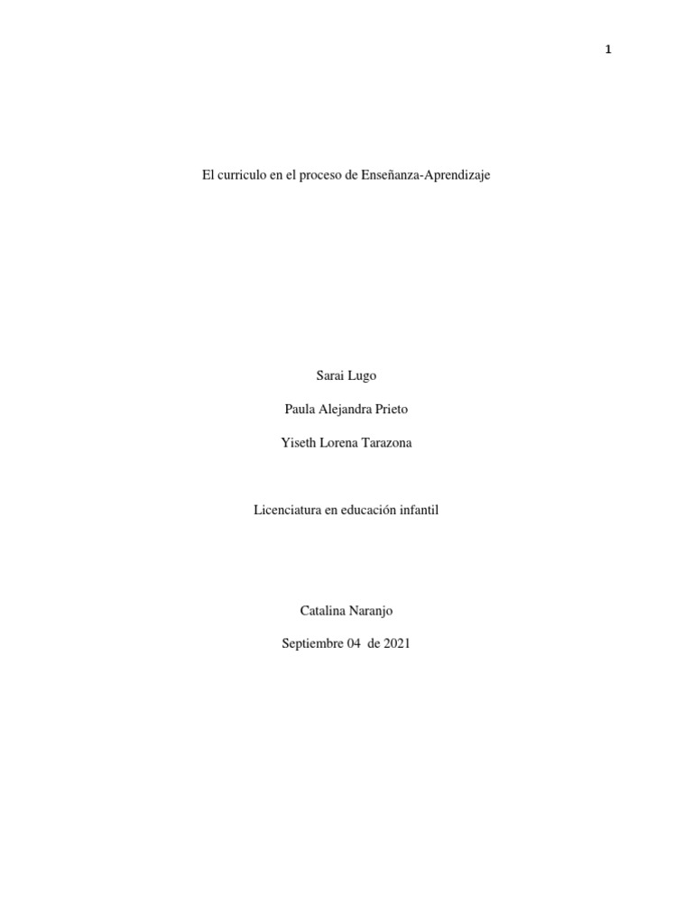 Importancia del Currículo en Educación | PDF | Plan de estudios ...