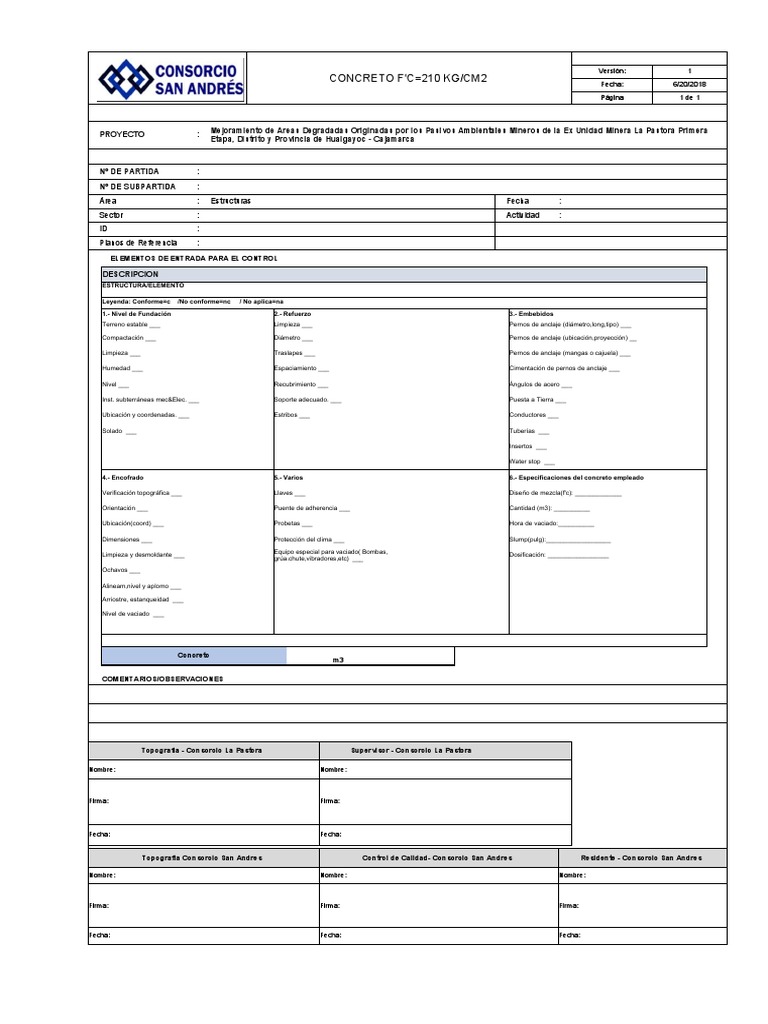 Especificaciones de Concreto f'c=210 kg/cm2 | PDF | Hormigón