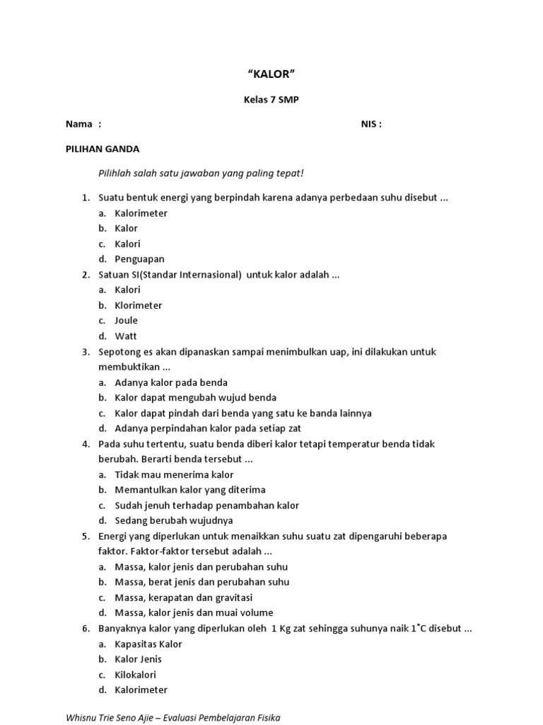 Contoh Dan Kisi Kisi Instrumen