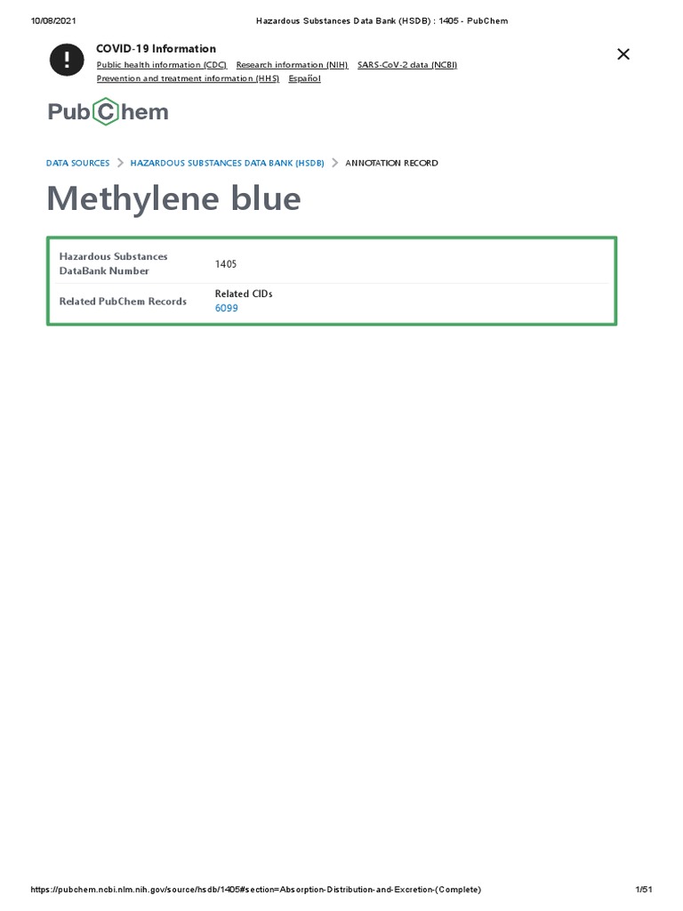 Hazardous Substances Data Bank (HSDB) 1405 PubChem PDF Caspase