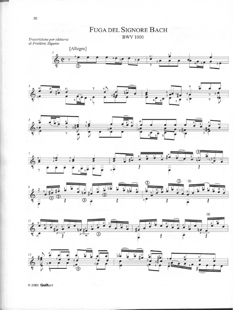 Bach - Fuga BWV 1000 | PDF
