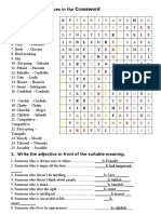 Find adjectives and meanings in the crossword