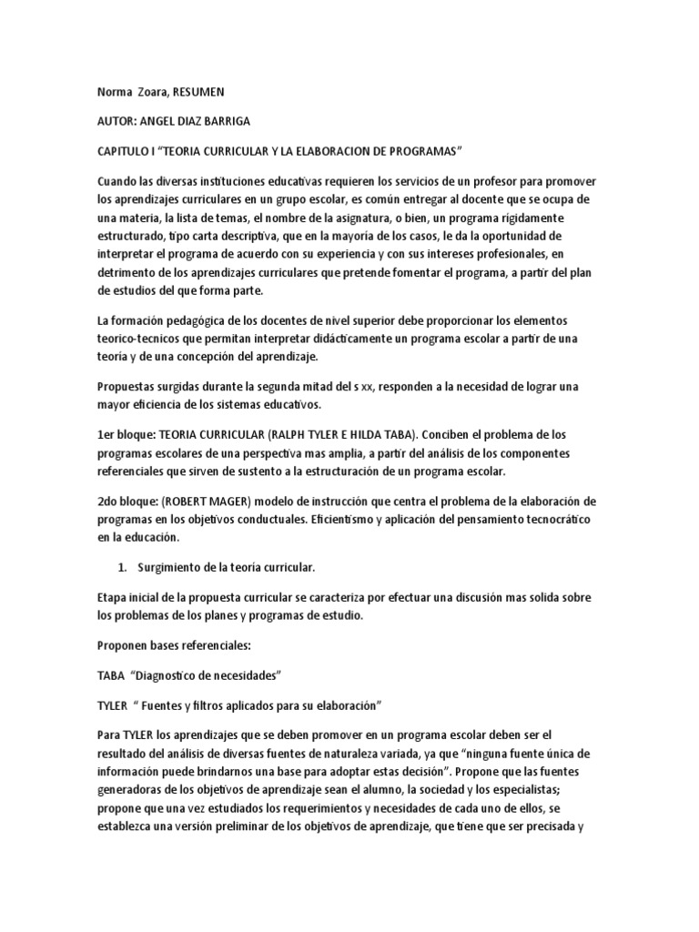 Teoría Curricular y Programas Educativos | PDF | Plan de estudios ...