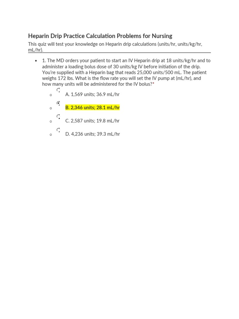 Heparin Calculation PDF