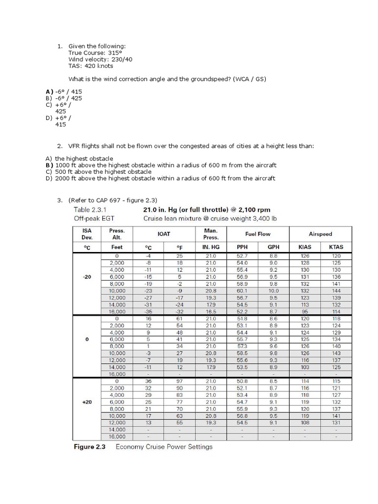 Flight Planning Calculations and Fuel Management | PDF | Instrument ...