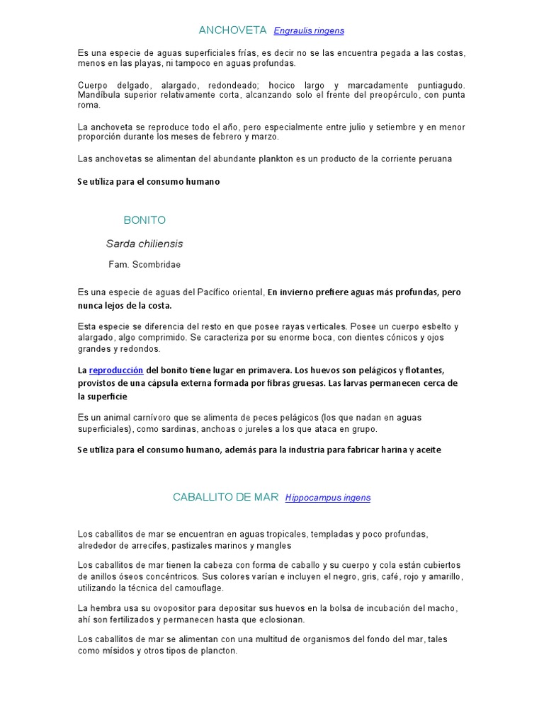 ANCHOVETA Engraulis Ringens | PDF | Pulpo | Zoología