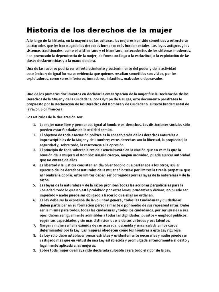Historia de Los Derechos de La Mujer | PDF | La violencia contra las ...