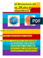 "Año Del Bicentenario Del Perú: 200 Años de Independencia": Curso: Inglés Iii