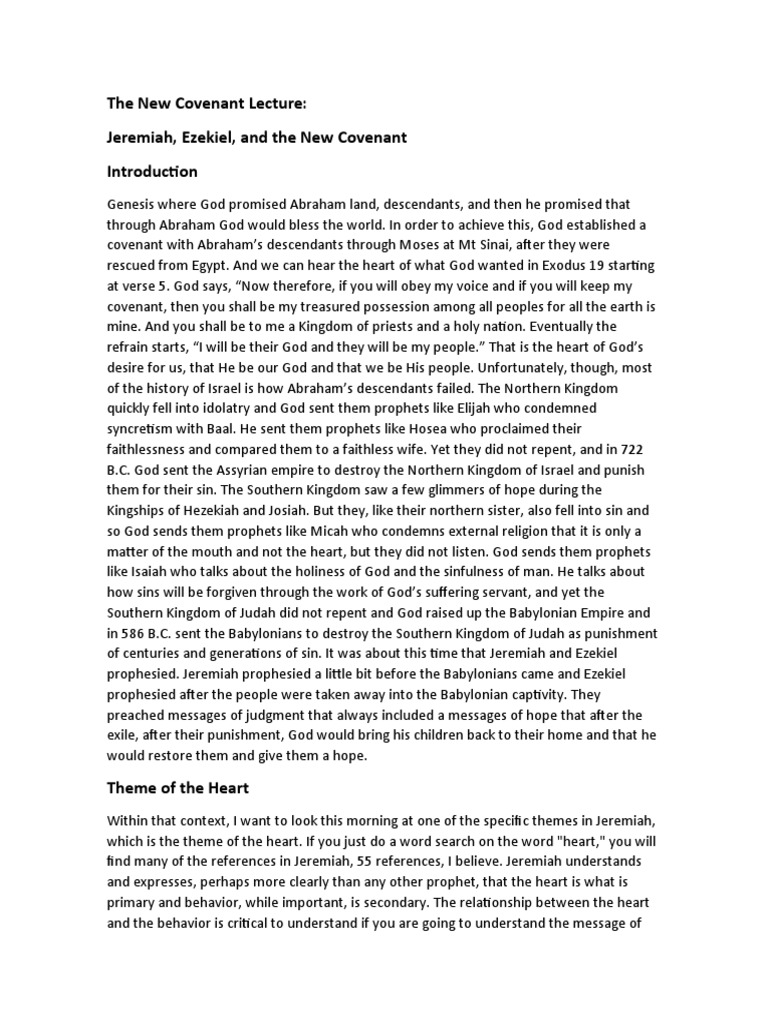 The New Covenant Lecture Jeremiah Ezekiel And The New Covenant