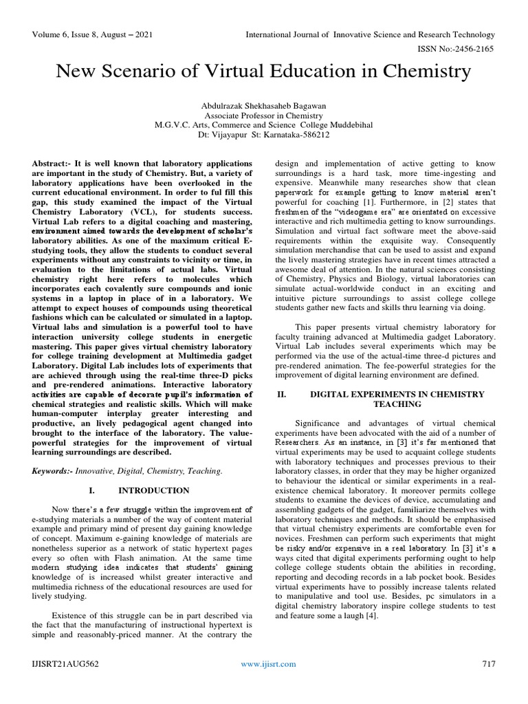 New Scenario of Virtual Education in Chemistry | PDF | 3 D Computer ...