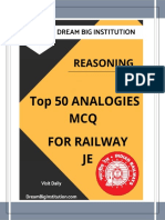 Top 50 Analogies For RRB JE Dream Big Institutio1