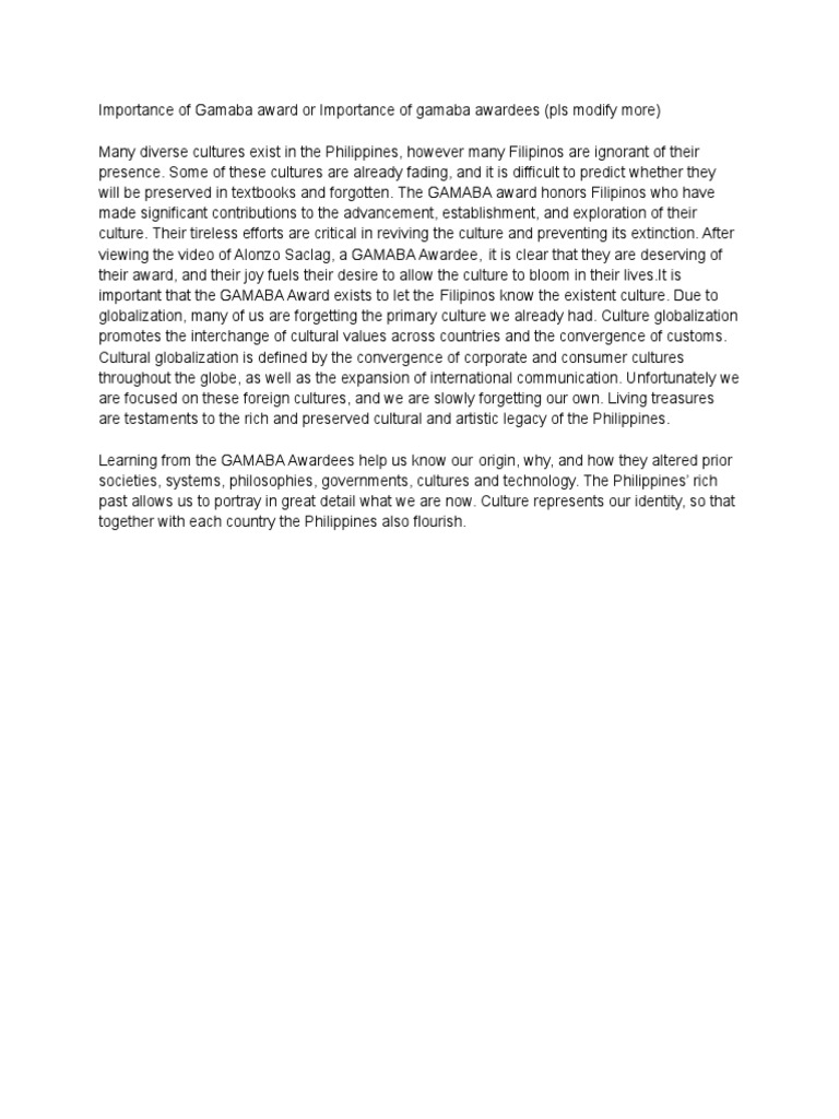 Importance of Gamaba Award PDF