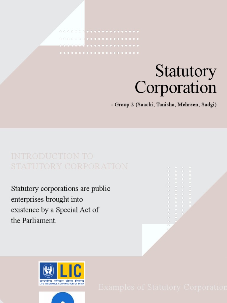 Statutory Corporation PDF Corporations Government