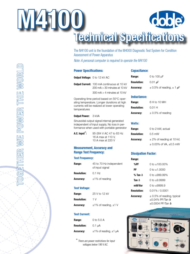 M4100 TechSpecs 12-08 US LR | PDF | Alternating Current | Watt