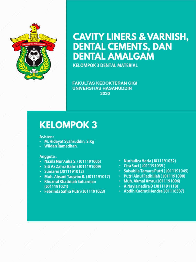 Cavity Liner&varnish, Dental Cement, Dan Dental Amalgam PDF