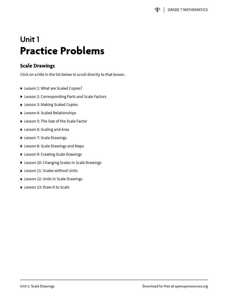 Grade 7.unit 1Practice Problems PDF Area Polygon