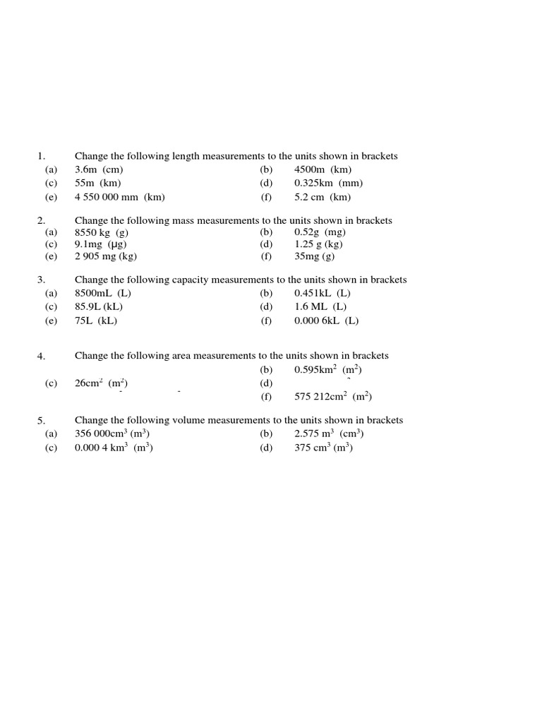 Unit Conversion (Intermediate) | PDF | Teaching Methods & Materials