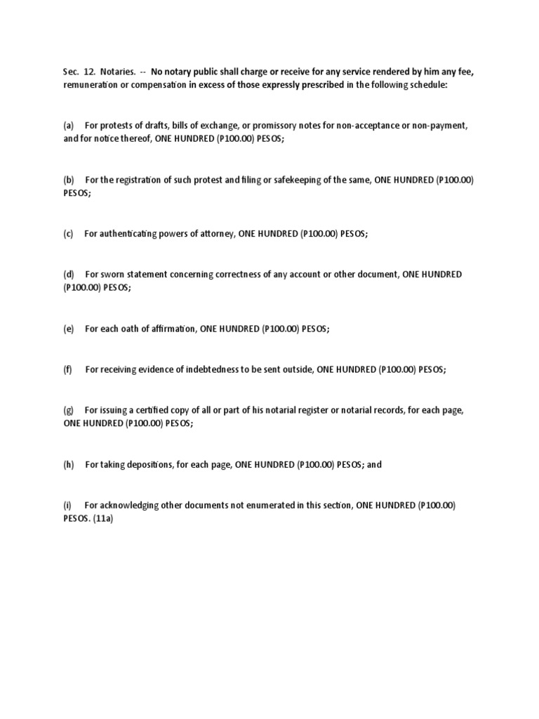 Notary Public Fee Schedule | PDF