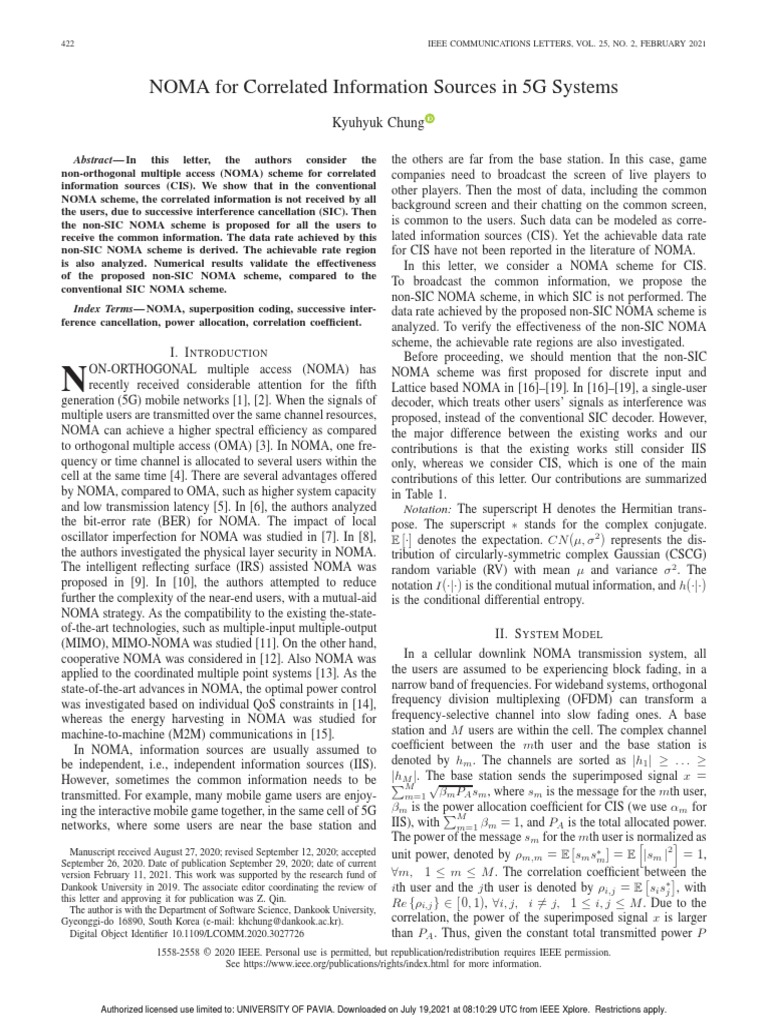 NOMA For Correlated Information Sources in 5G Systems | PDF | Mimo ...