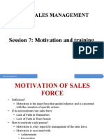 Sales Management: Session 7: Motivation and Training