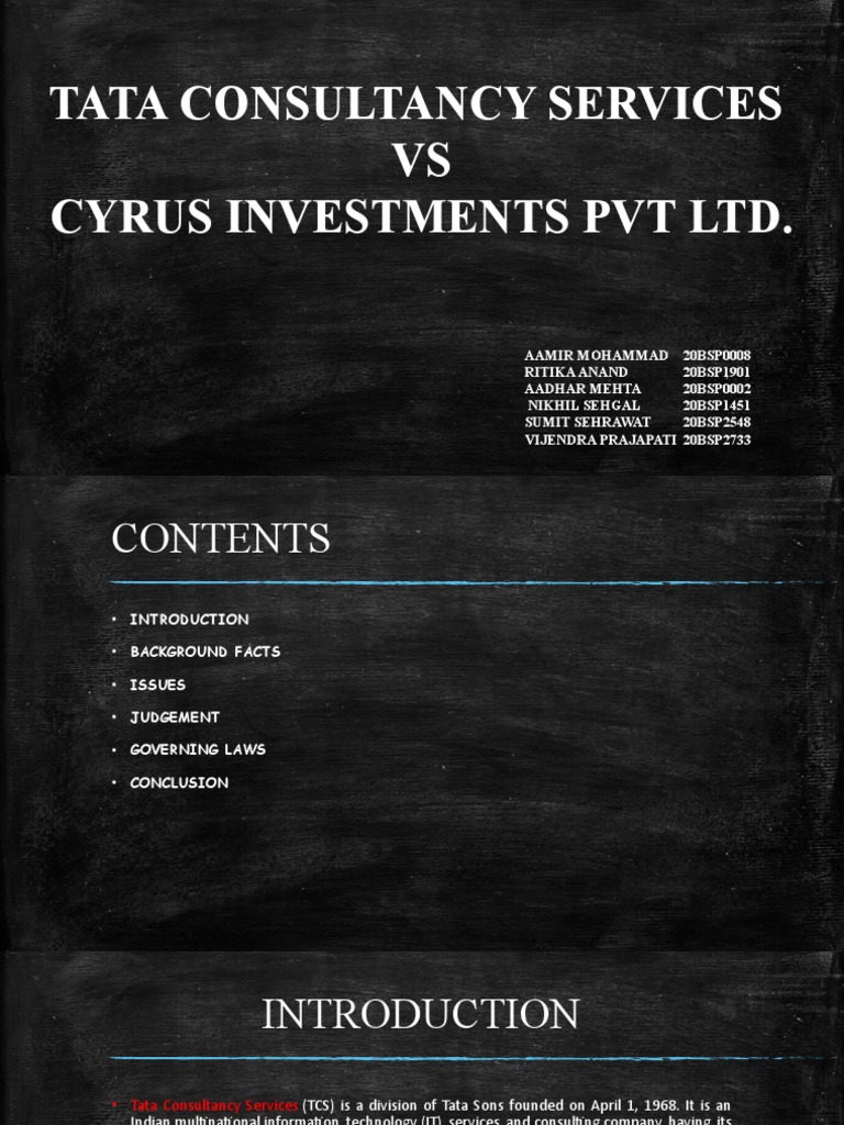 Tata Consultancy Services VS Cyrus Investments PVT LTD PDF Public