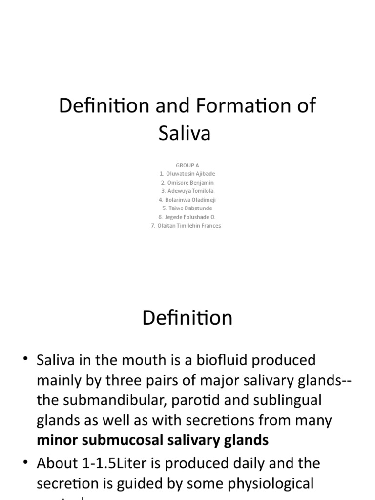 Mechanism of Saliva Formation PDF Saliva Circadian Rhythm