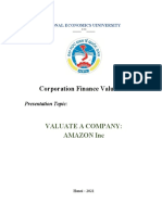 Corporation Finance Valuation: Valuate A Company: Amazon Inc