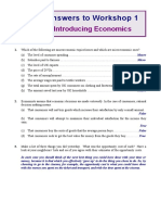 Answers To Workshop 1: Introducing Economics