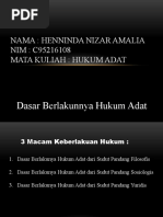 Henninda N.A (Dasar Berlakunnya Hukum Adat)