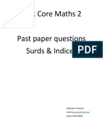 OCR Core Maths 2 Past Paper Questions Surds & Indices: Edited by K V Kumaran Email: Phone: 07961319548