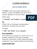 Gender Education Globally: Firstly: Difference B/W Gender and Sex