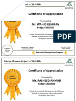 Certificate of Appreciation: Science Museum Project - C22-KAFD