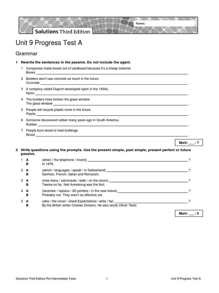 Unit 9 Progress Test A Solutions | PDF | Business