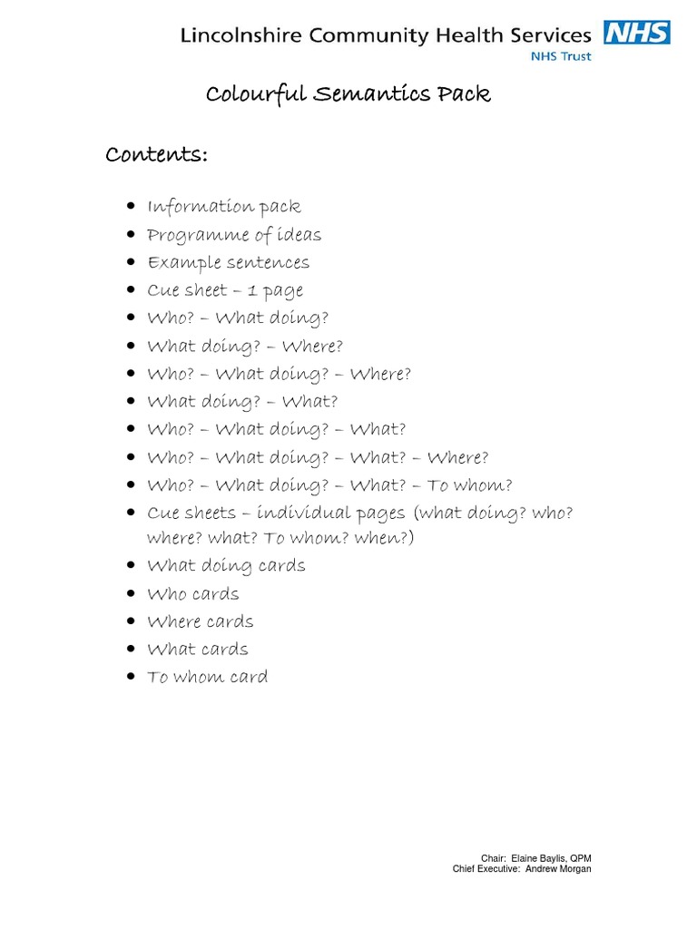 Colourful Semantics Teaching Pack | PDF | Question | Vocabulary