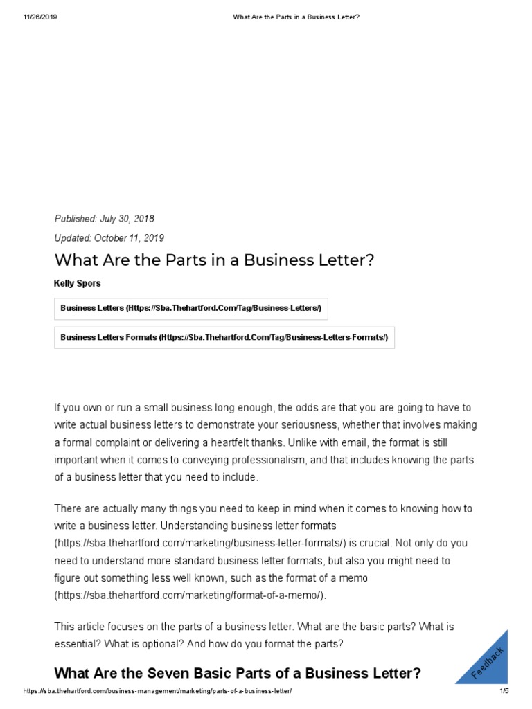 Essential Parts of a Business Letter | PDF | Written Communication ...