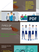 The Manager: Types of Manager, Main Management Functions, Levels of Management, Management Role and Management Skills