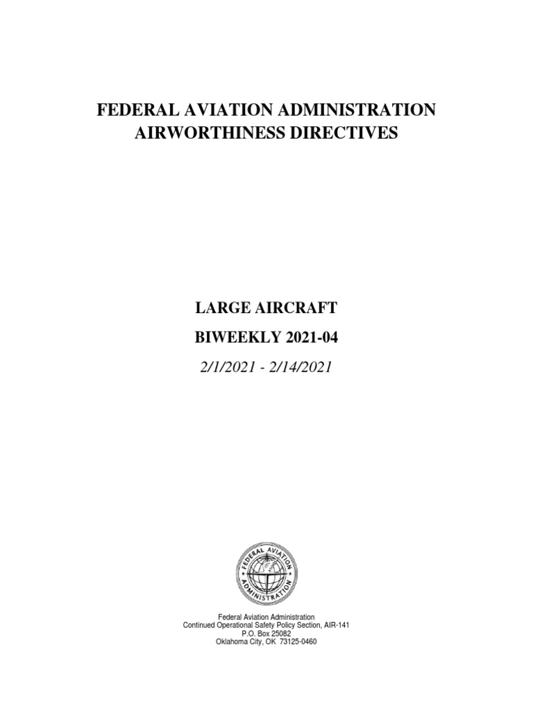 Federal Aviation Administration Airworthiness Directives Large