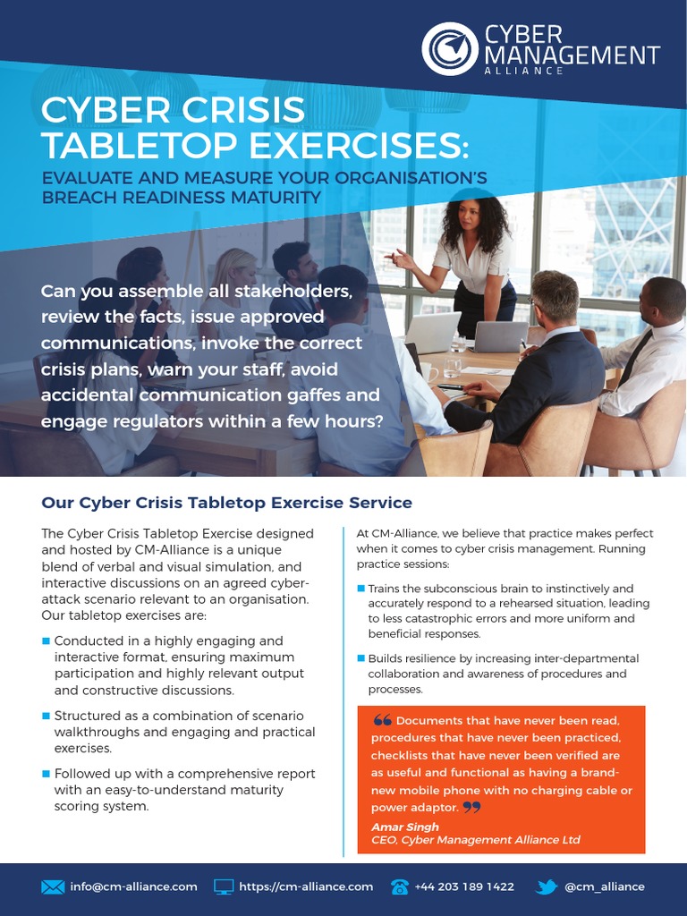 Cyber Crisis Tabletop Exercises Evaluate and Measure Your