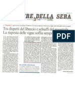 Corriere Della Sera - 5 04 2011 - L'Agronomo-Enologo Curtaz e Il Clima - TENUTA DI FESSINA - Di Mauro Remondino